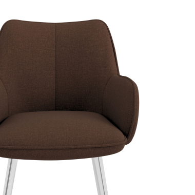 silla de visita cromado marron 4 patas tela brazos tapizados 5