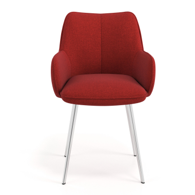 silla de visita cromado rojo 4 patas tela brazos tapizados 4