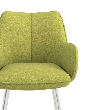 silla de visita cromado verde 4 patas tela brazos tapizados 5