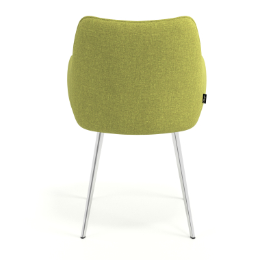 silla de visita cromado verde 4 patas tela brazos tapizados 6