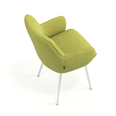 silla de visita cromado verde 4 patas tela brazos tapizados 7