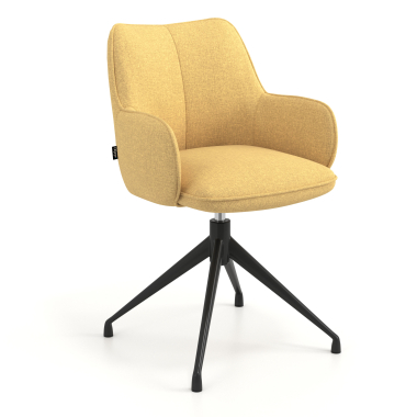silla de reuniones negro amarillo giratoria tela brazos tapizados 1