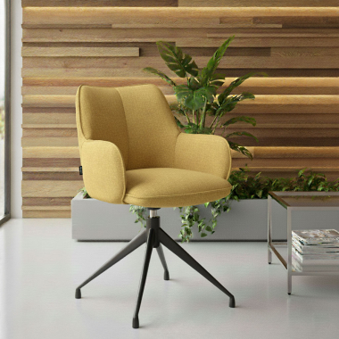 silla de reuniones negro amarillo giratoria tela brazos tapizados 2