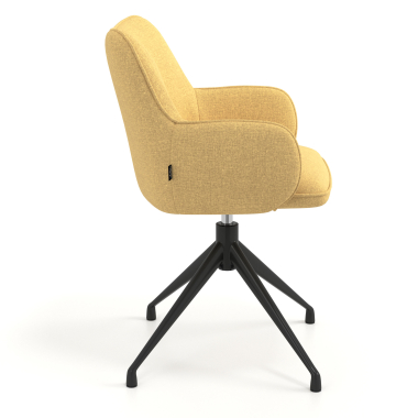 silla de reuniones negro amarillo giratoria tela brazos tapizados 3