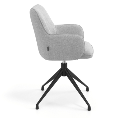 silla de reuniones negro gris giratoria tela brazos tapizados 3