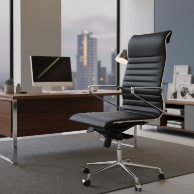sillon de direccion negro respaldo alto piel natura piel natural brazos fijos 2