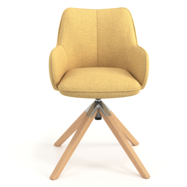 silla de reuniones amarillo giratoria madera tela brazos tapizados 4