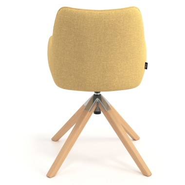 silla de reuniones amarillo giratoria madera tela brazos tapizados 6