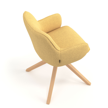 silla de reuniones amarillo giratoria madera tela brazos tapizados 7