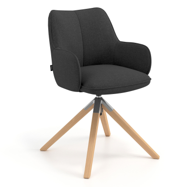 silla de reuniones antracita giratoria madera tela brazos tapizados 1