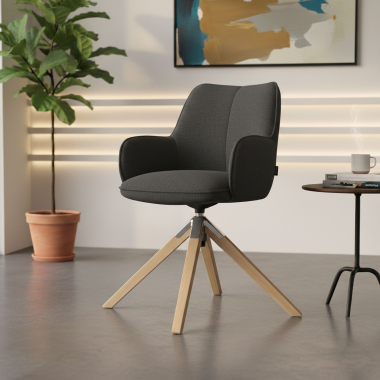 silla de reuniones antracita giratoria madera tela brazos tapizados 2