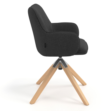 silla de reuniones antracita giratoria madera tela brazos tapizados 3