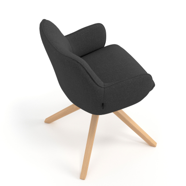 silla de reuniones antracita giratoria madera tela brazos tapizados 7