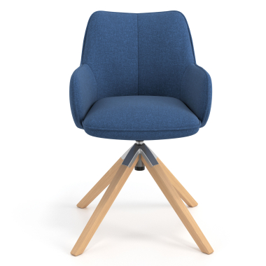 silla de reuniones azul giratoria madera tela brazos tapizados 4