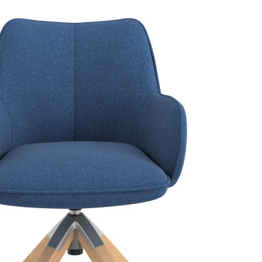 silla de reuniones azul giratoria madera tela brazos tapizados 5