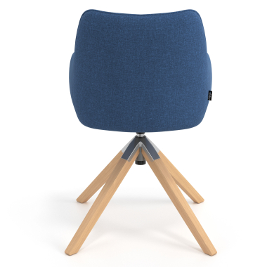 silla de reuniones azul giratoria madera tela brazos tapizados 6