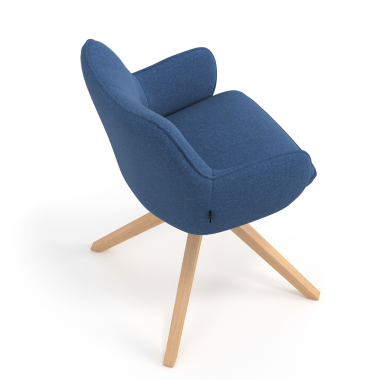 silla de reuniones azul giratoria madera tela brazos tapizados 7