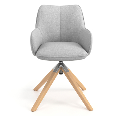 silla de reuniones gris giratoria madera tela brazos tapizados 4