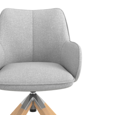 silla de reuniones gris giratoria madera tela brazos tapizados 5
