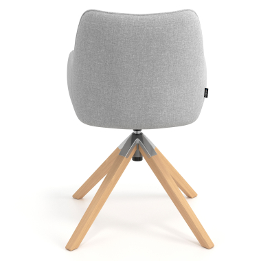 silla de reuniones gris giratoria madera tela brazos tapizados 6
