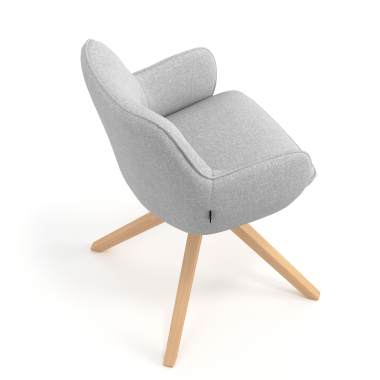 silla de reuniones gris giratoria madera tela brazos tapizados 7