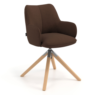 silla de reuniones marron giratoria madera tela brazos tapizados 1