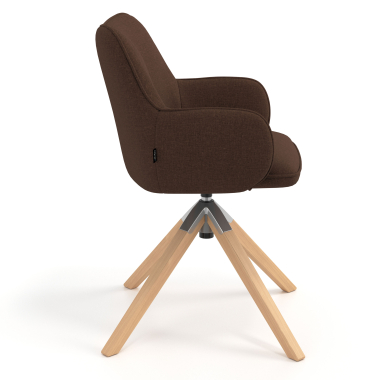 silla de reuniones marron giratoria madera tela brazos tapizados 3