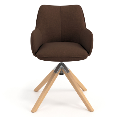 silla de reuniones marron giratoria madera tela brazos tapizados 4