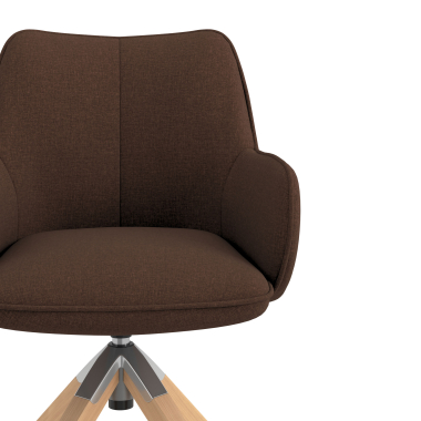silla de reuniones marron giratoria madera tela brazos tapizados 5