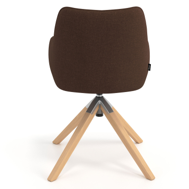 silla de reuniones marron giratoria madera tela brazos tapizados 6