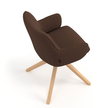 silla de reuniones marron giratoria madera tela brazos tapizados 7