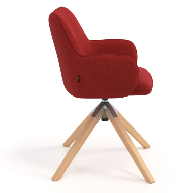 silla de reuniones rojo giratoria madera tela brazos tapizados 3