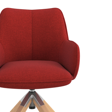 silla de reuniones rojo giratoria madera tela brazos tapizados 5