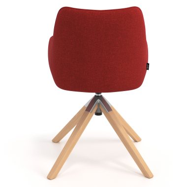 silla de reuniones rojo giratoria madera tela brazos tapizados 6