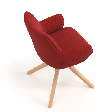 silla de reuniones rojo giratoria madera tela brazos tapizados 7