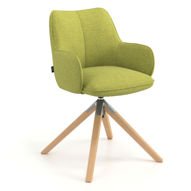 silla de reuniones verde giratoria madera tela brazos tapizados 1