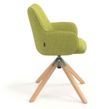 silla de reuniones verde giratoria madera tela brazos tapizados 3