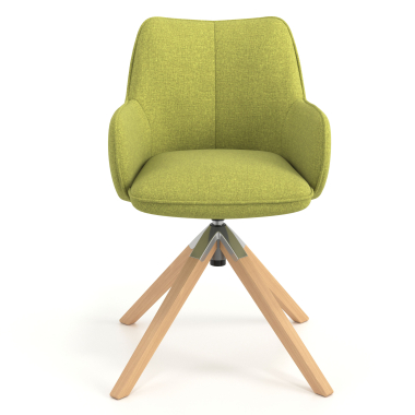 silla de reuniones verde giratoria madera tela brazos tapizados 4