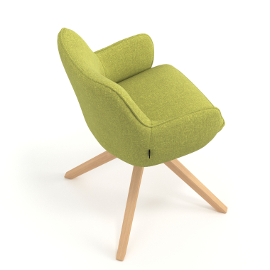 silla de reuniones verde giratoria madera tela brazos tapizados 7