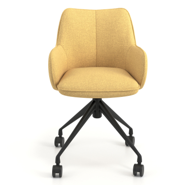 silla de reuniones negro amarillo giratoria con ruedas tela brazos tapizados 4