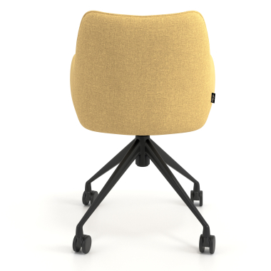 silla de reuniones negro amarillo giratoria con ruedas tela brazos tapizados 6