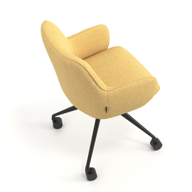 silla de reuniones negro amarillo giratoria con ruedas tela brazos tapizados 7