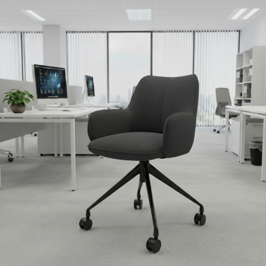silla de reuniones negro antracita giratoria con ruedas tela brazos tapizados 2