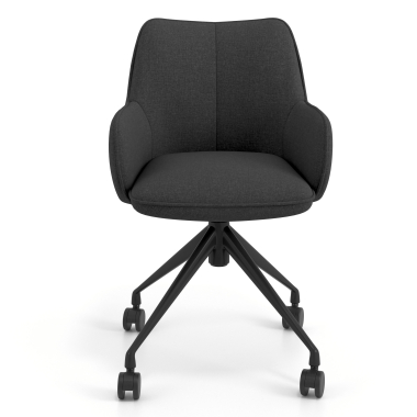silla de reuniones negro antracita giratoria con ruedas tela brazos tapizados 4