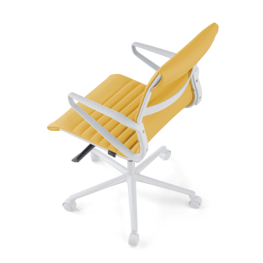 sillon de direccion blanco amarillo respaldo bajo estructura blanca piel sintetica brazos fijos 8
