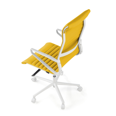 sillon de direccion blanco amarillo respaldo alto estructura blanca piel sintetica brazos fijos 8