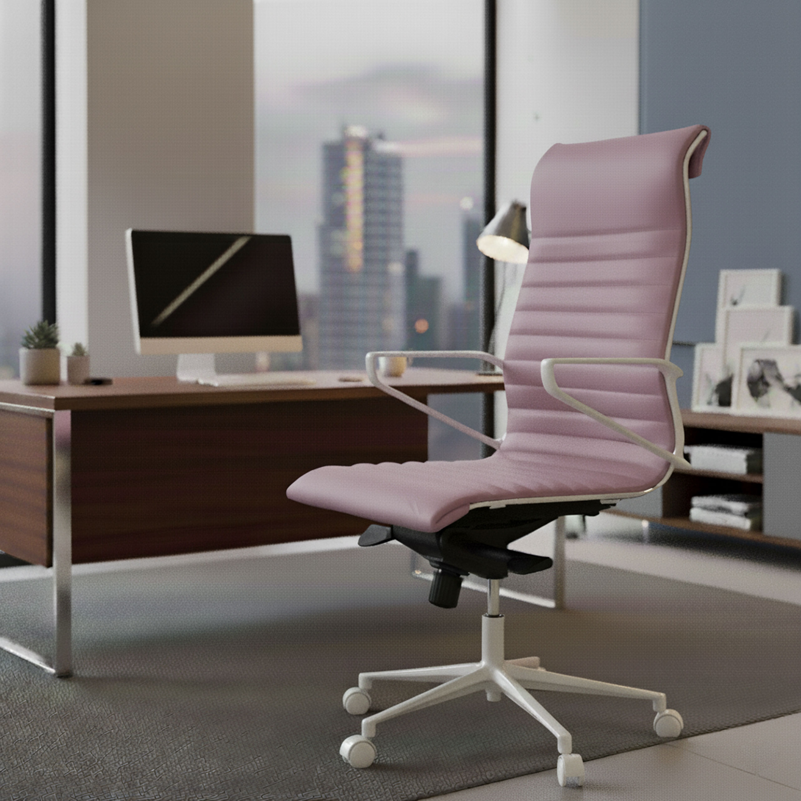 Sedia da ufficio design Cagliari, struttura bianca, schie...