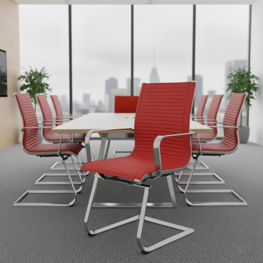 silla confidente rojo estructura cromada ecopiel piel sintetica brazos fijos 2