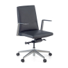 Sillón de reunión Manheim, respaldo bajo, piel natural, mecanismo autoretorno