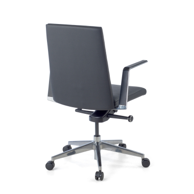 sillon de oficina negro respaldo bajo piel natural brazos fijos 10